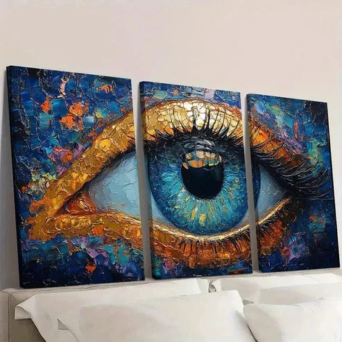 3pcs Evil Eye Painting Blue Eye Wall Art Set Canvas Unframed - High Quality Print 100% Australian Made Wall Canvas