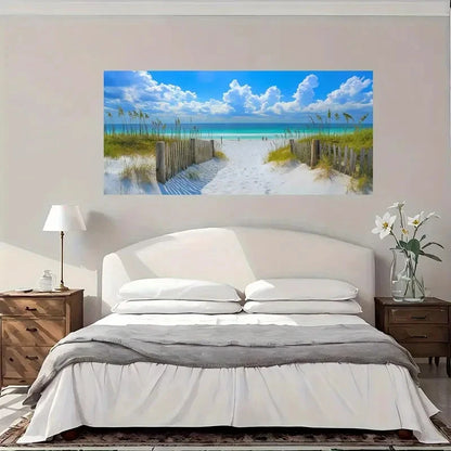 Beach Side Blue Sky Wall Art Canvas Office Home Room Framed 120x60cm