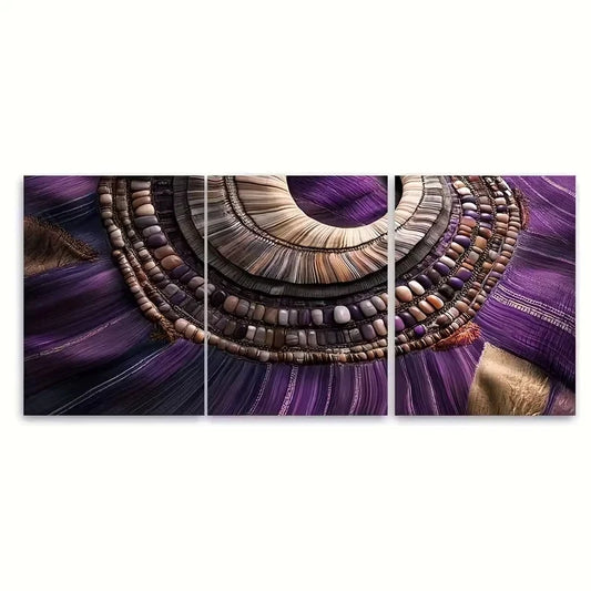 3pcs Wampanoag Wampum Belt Wall Art Set Canvas Framed 50x70cm - High Quality Print 100% Australian Made Wall Canvas Ready to Hang