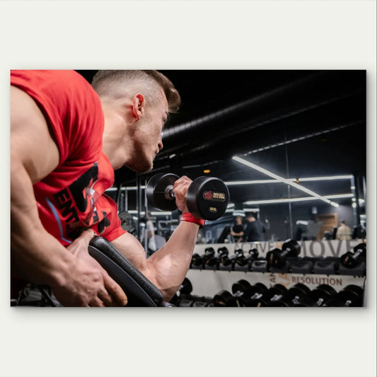 Man Working Out with Dumbbells 5mm Plastic Poster Ready to Hang 90x60cm