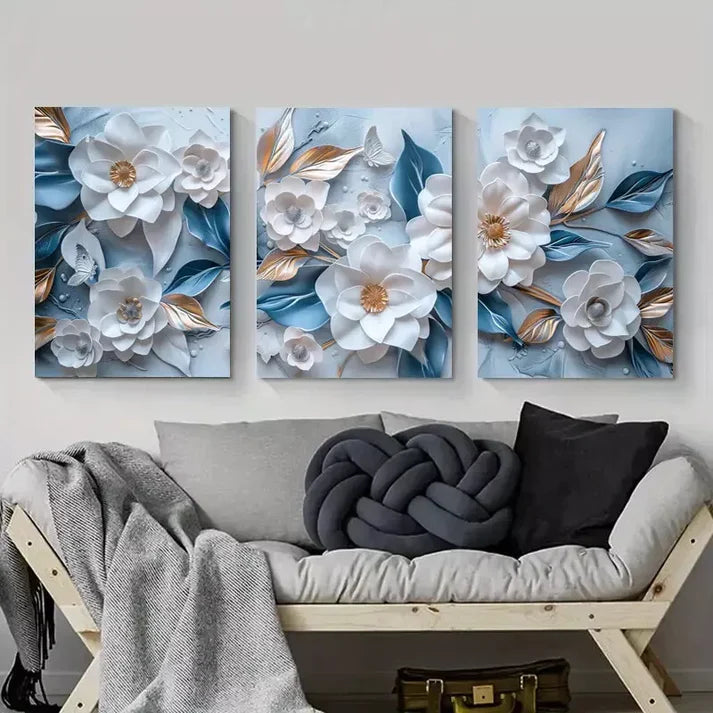 3pcs Floral Wall Art Canvas Unframed - High Quality Print 100% Australian Made Wall Canvas