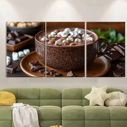 3pcs Frothy Hot Chocolate Metal Print Ready to Hang Art - Bella Home Decor
