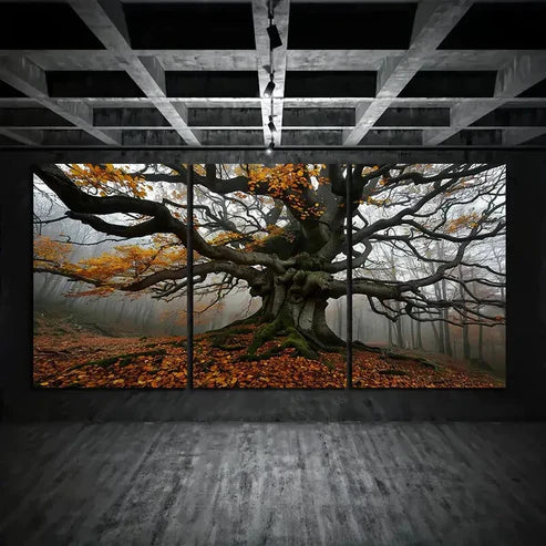 3pcs A Huge Tree Autumn Long Branches Wall Art Canvas Unframed - High Quality Print 100% Australian Made Wall Canvas - Bella Home Decor