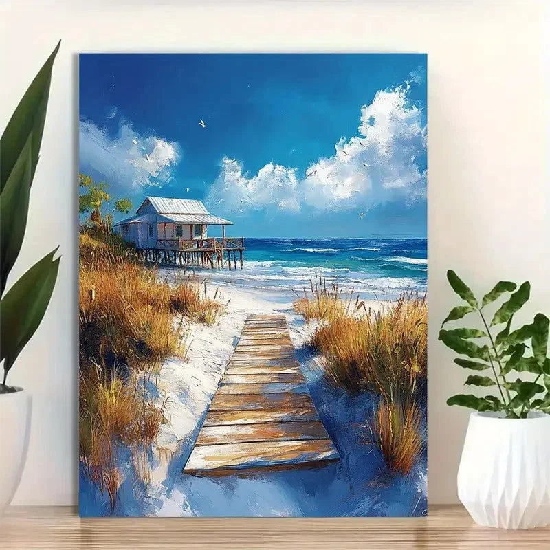 Beautiful Navarre Beach Florida Modern Painting 40x60cm Metal Print Ready to Hang