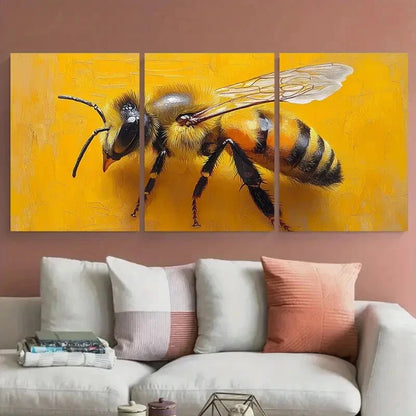 3pcs Vibrant Honeybee Animal Illustration Metal Print Ready to Hang Art - Bella Home Decor