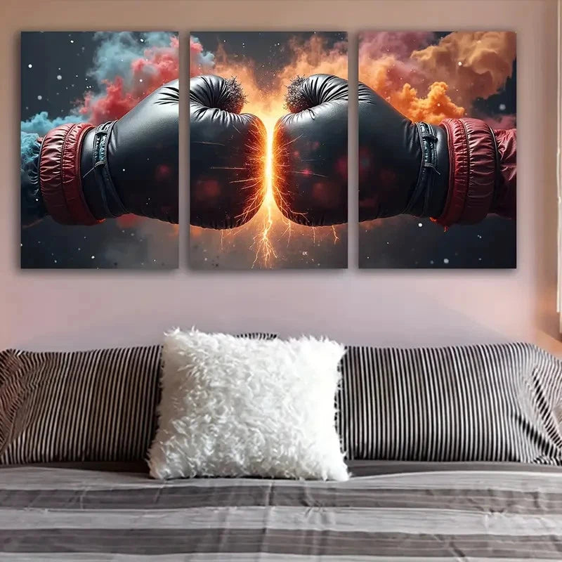 3pcs Boxing Gloves Canvas Art Print Wall Art Set Canvas Framed 60x90cm - High Quality Print 100% Australian Made Wall Canvas Ready to Hang - Bella Home Decor