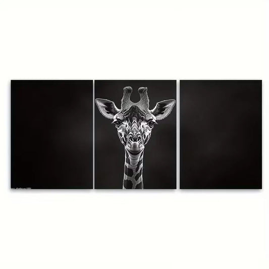 3pcs Monochrome Giraffe Metal Print Ready to Hang Art