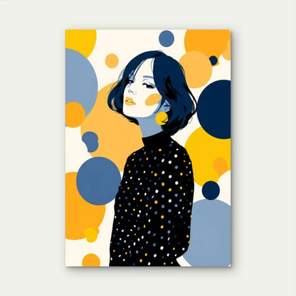 Abstract Woman Colorful Polka Dot 60x90cm Metal Print Ready to Hang