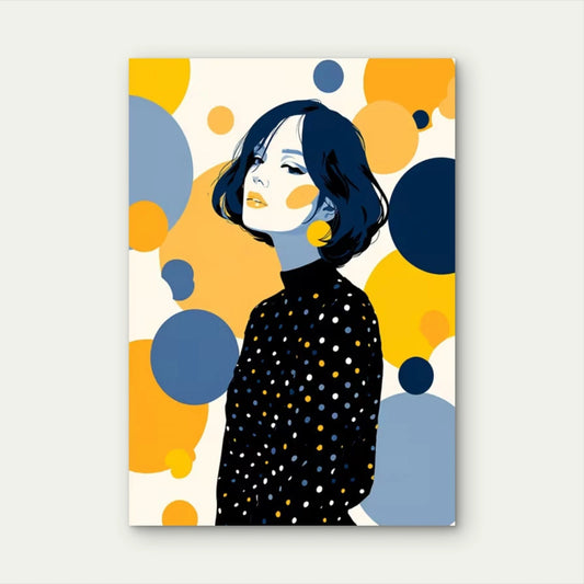 Abstract Woman Colorful Polka Dot 60x90cm Metal Print Ready to Hang