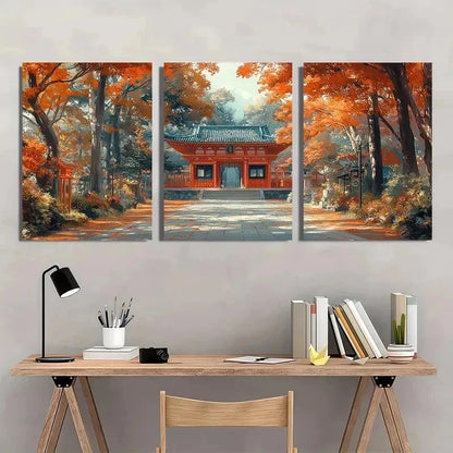 3pcs Kiawes Hausa Ukiyo-E Japanese Perfect Wall Art Set Canvas Framed 50x70cm - High Quality Print 100% Australian Made Wall Canvas Ready to Hang