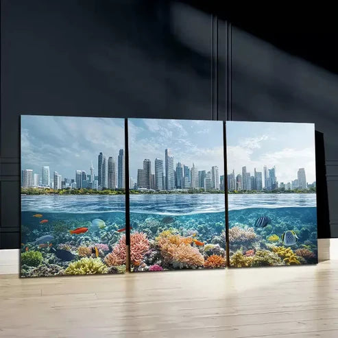 3pcs Ocean City Scene Wall Art Canvas Unframed - High Quality Print 100% Australian Made Wall Canvas