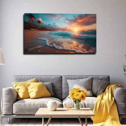 Empty Beach Scene Perfect Wall Art Canvas Office Home Room Framed 120x60cm