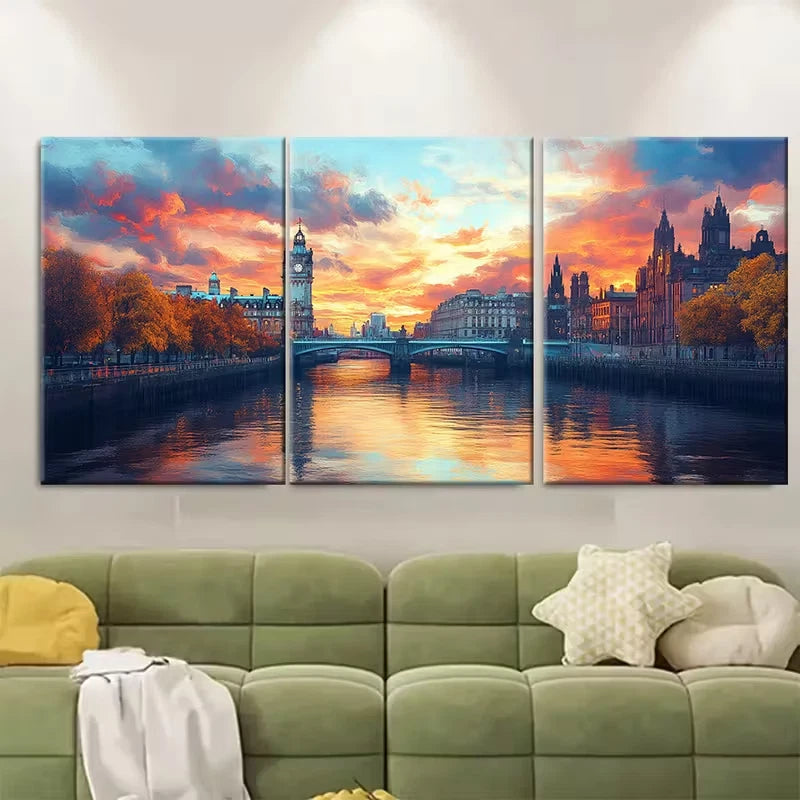 3pcs Glasgow City Skyline Metal Print Ready to Hang Art - Bella Home Decor
