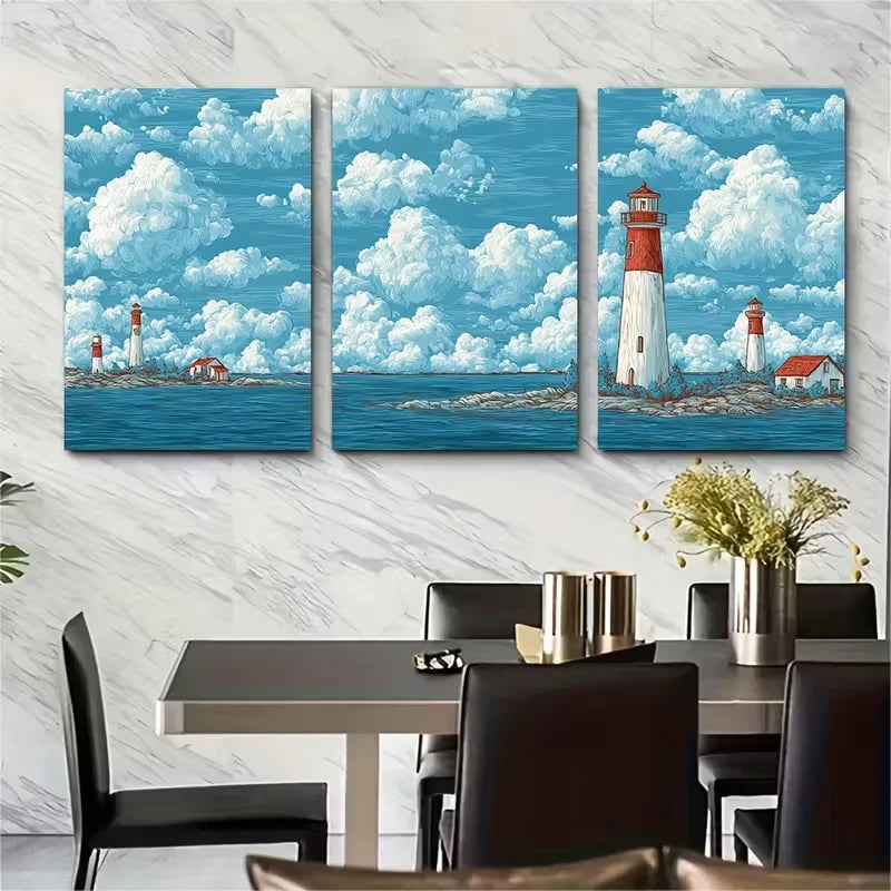 3pcs Lighthouse Set Clipart Bundle Metal Print Ready to Hang Art