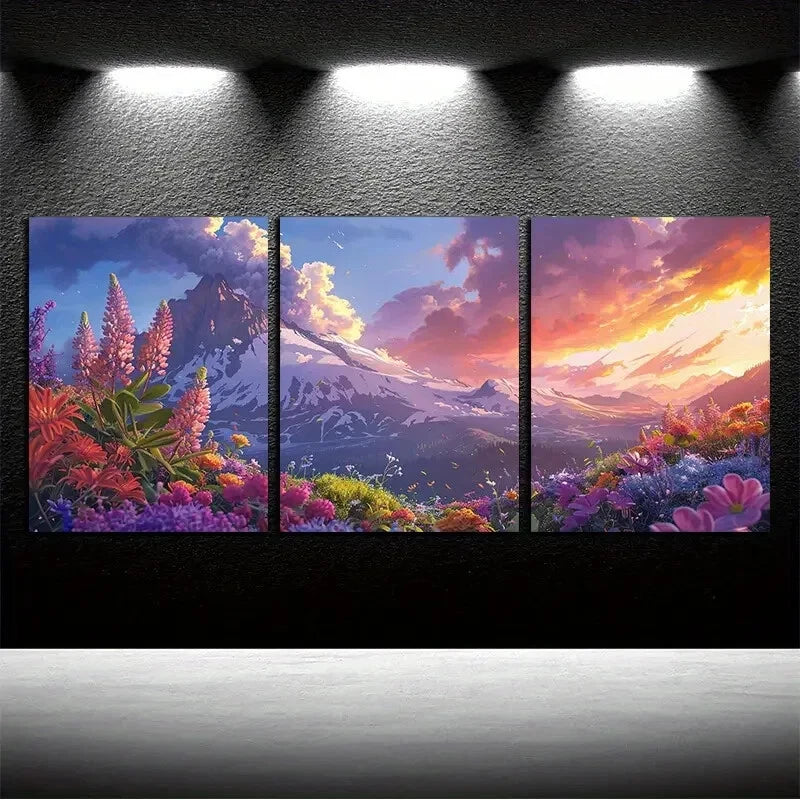 3pcs Butterflies & Tree with Volcanic View Texture Metal Print Ready to Hang Art - Bella Home Decor