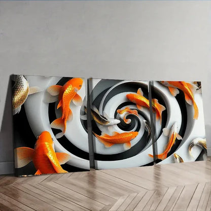 3pcs Goldfish Vortex Orange Sky Perfect Wall Art Set Canvas Unframed - High Quality Print 100% Australian Made Wall Canvas - Bella Home Decor
