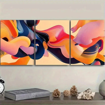 3pcs Abstract Fluid Shape Design Metal Print Ready to Hang Art - Bella Home Decor