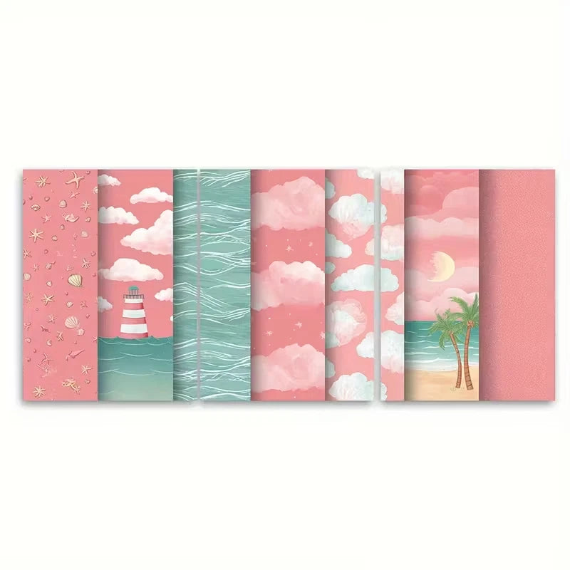 3pcs Pink Preppy Summer Beach Metal Print Ready to Hang Art