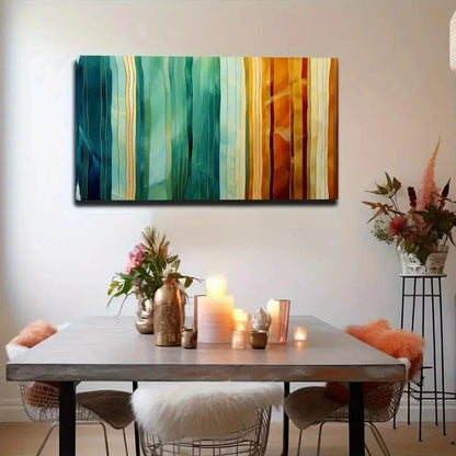 Vibrant Green Blue Orange Wall Art Canvas Office Home Room Framed 120x60cm