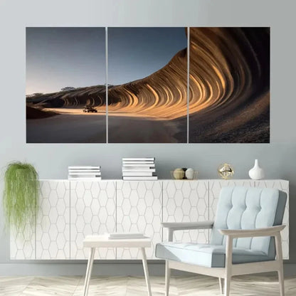 3pcs Wave Rock in Western Australia   Wal1l Art Set Canvas Framed 40x60cm - High Quality Print 100% Australian Made Wall Canvas Ready to Hang - Bella Home Decor