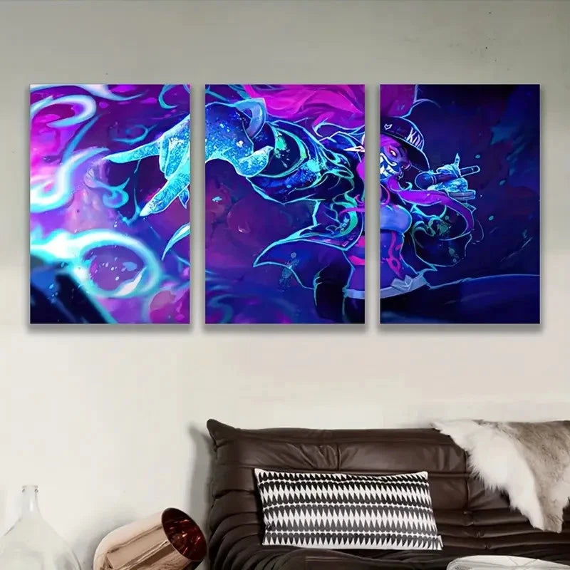 3pcs Vibrant Fantasy Inspired Art Print Wall Art Set Canvas Framed 50x70cm - High Quality Print 100% Australian Made Wall Canvas Ready to Hang
