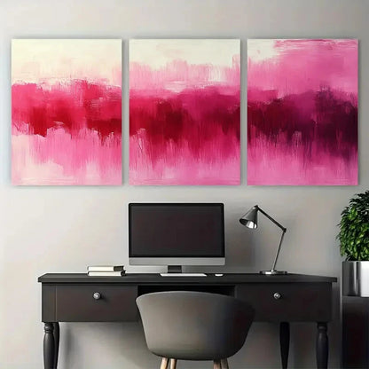 3pcs Vibrant Pink Magenta Abstract Wall Art Set Canvas Framed 40x60cm - High Quality Print 100% Australian Made Wall Canvas Ready to Hang