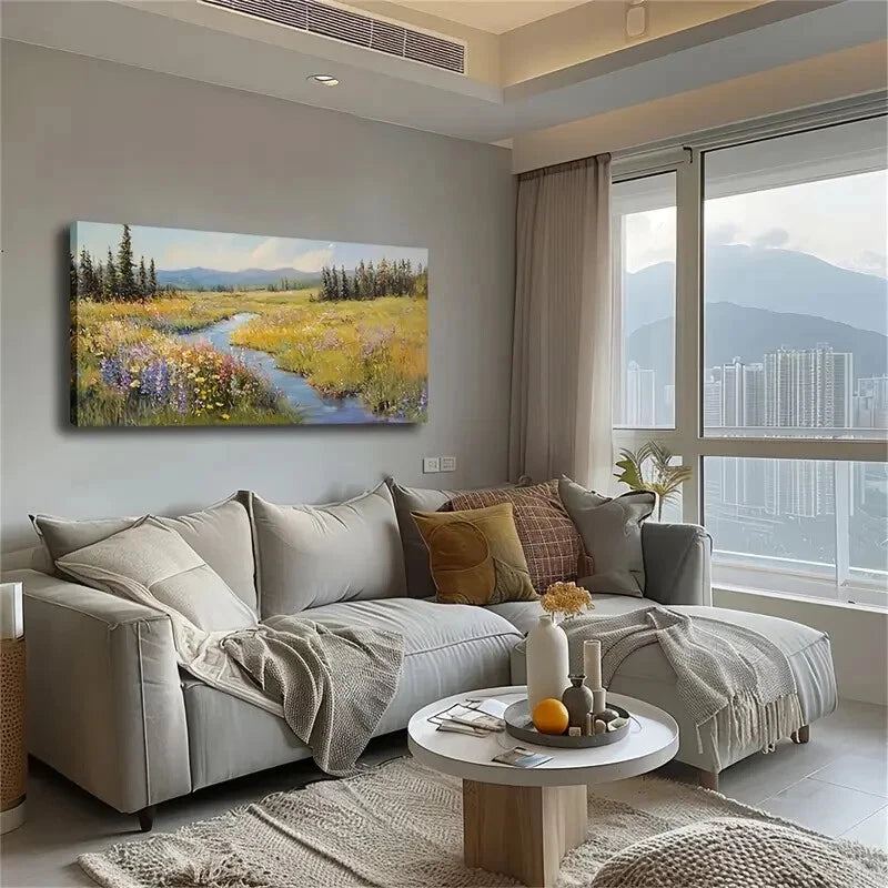 A Stream Run Through The Middle Wall Art Canvas Office Home Room Framed 120x60cm - Bella Home Decor