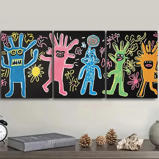 3pcs Surreal character graffiti Metal Print Ready to Hang Art