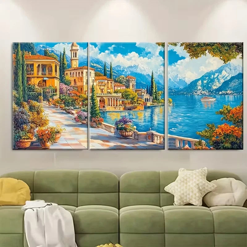 3pcs Bellagio Travel Print Metal Print Ready to Hang Art - Bella Home Decor