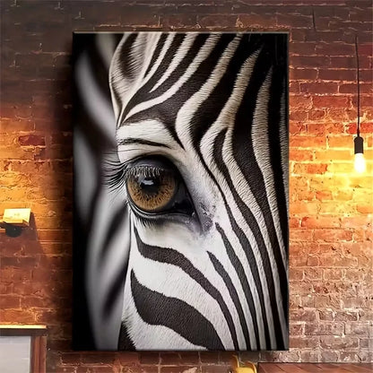 Zebra'S Gaze Realistic Eye Detail  60x90cm Metal Print Ready to Hang