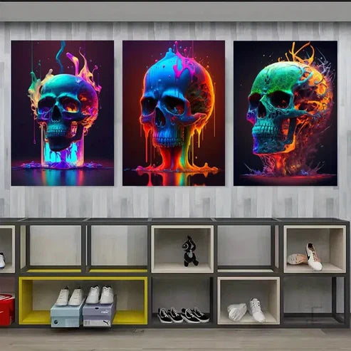 3pcs Artistic and Gorgeous Flame Abstract Neon Wall Art Canvas Unframed - High Quality Print 100% Australian Made Wall Canvas - Bella Home Decor
