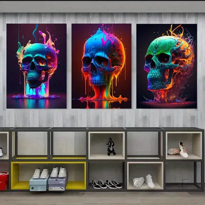 3pcs Artistic and Gorgeous Flame Abstract Neon Wall Art Canvas Unframed - High Quality Print 100% Australian Made Wall Canvas - Bella Home Decor