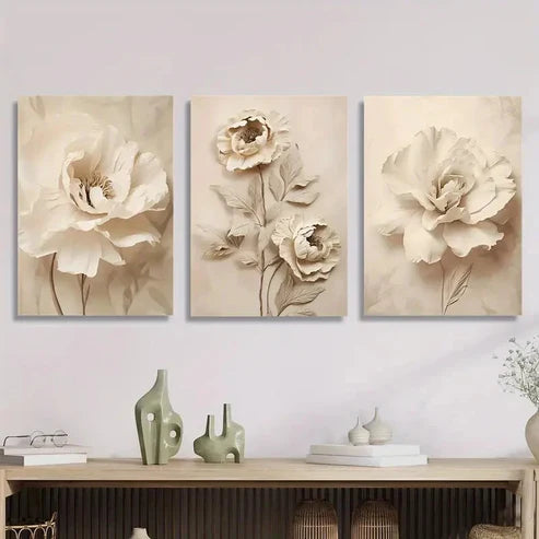 3pcsModern Luxury Floral Wall Art Set Canvas Unframed - High Quality Print 100% Australian Made Wall Canvas