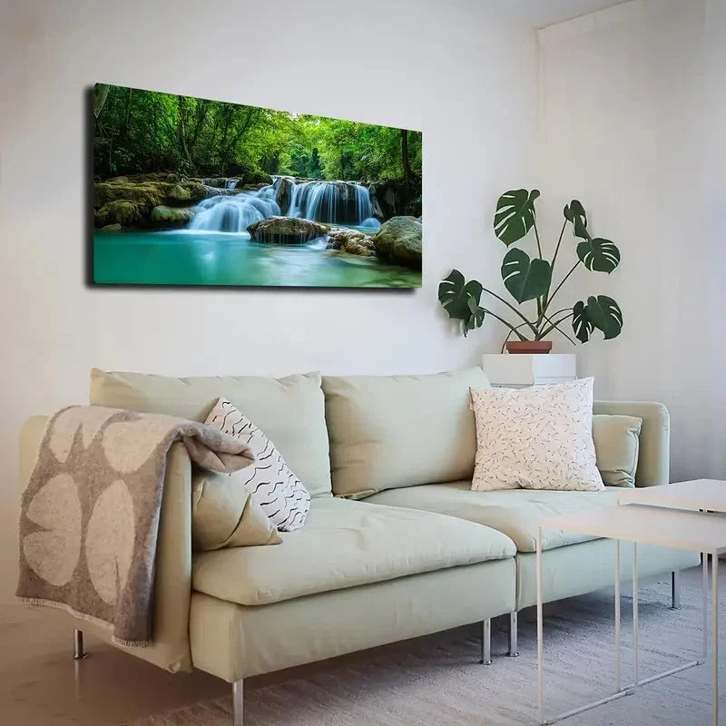 Waterfall Scenery Natural Wall Art canvas office home room framed 120x60cm