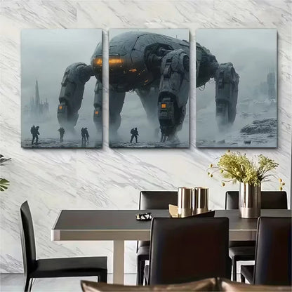 3pcs Sci-Fi Fantasy Apocalyptic Illustration Metal Print Ready to Hang Art