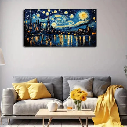 Modern City Night Scene Wall Art Canvas Office Home Room Framed 120x60cm - Bella Home Decor