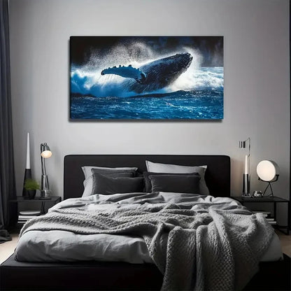 Large Whale Water Perfect Wall Art Canvas Office Home Room Framed 120x60cm