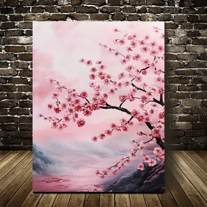 Beautiful Cherry Blossom Serene Pink Landscape 40x60cm Metal Print Ready to Hang - Bella Home Decor