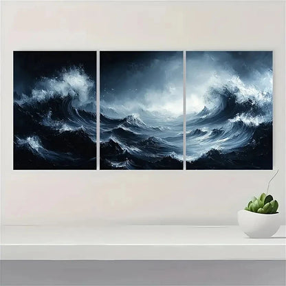 3pcs Black and White Gray Minimalist Texture Metal Print Ready to Hang Art