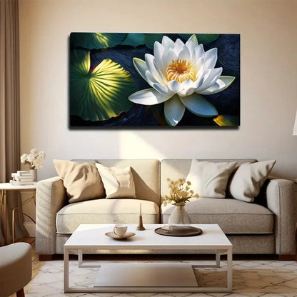 White For Lotus Wall Art Canvas Office Home Room Framed 120x60cm