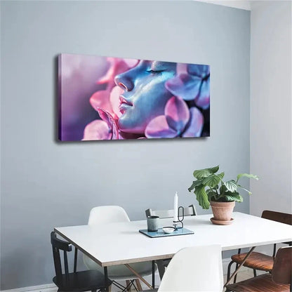 Elegant Woman with Pink Flowers Wall Art Canvas Office Home Room Framed 120x60cm - Bella Home Decor