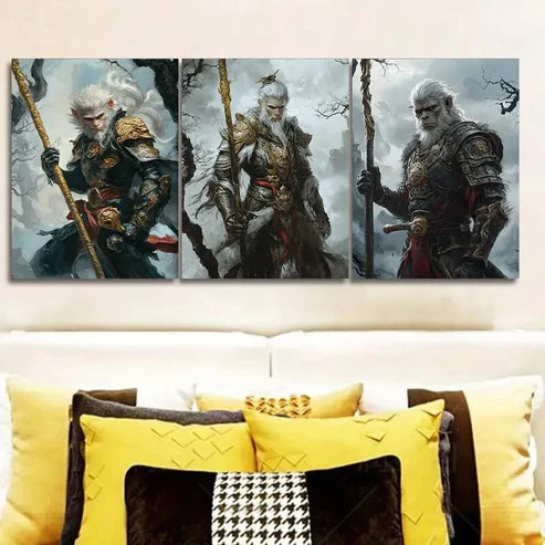 3pcs Mythology Monkey King Wall Art Set Canvas Unframed - High Quality Print 100% Australian Made Wall Canvas
