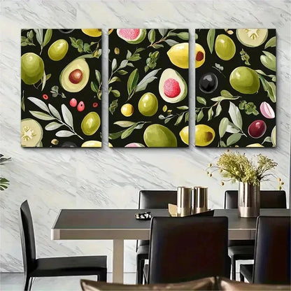 3pcs Funny Food Mid Century Modern Perfect Wall Art Set Canvas Framed 50x70cm - High Quality Print 100% Australian Made Wall Canvas Ready to Hang - Bella Home Decor