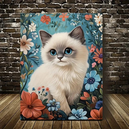 Beautiful Cute Ragdoll Kitten with Vibrant Painting 40x60cm Metal Print Ready to Hang - Bella Home Decor