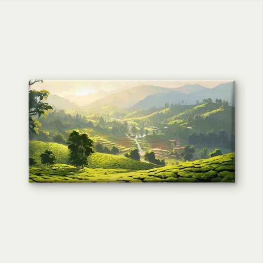Green Hill & Mountain Valley Wall Art Canvas Office Home Room Framed 120x60cm