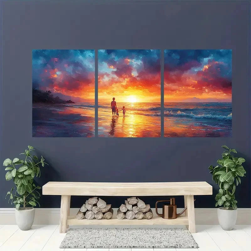 3pcs Vibrant Ocean & Sky Scenery Coastal Metal Print Ready to Hang Art - Bella Home Decor