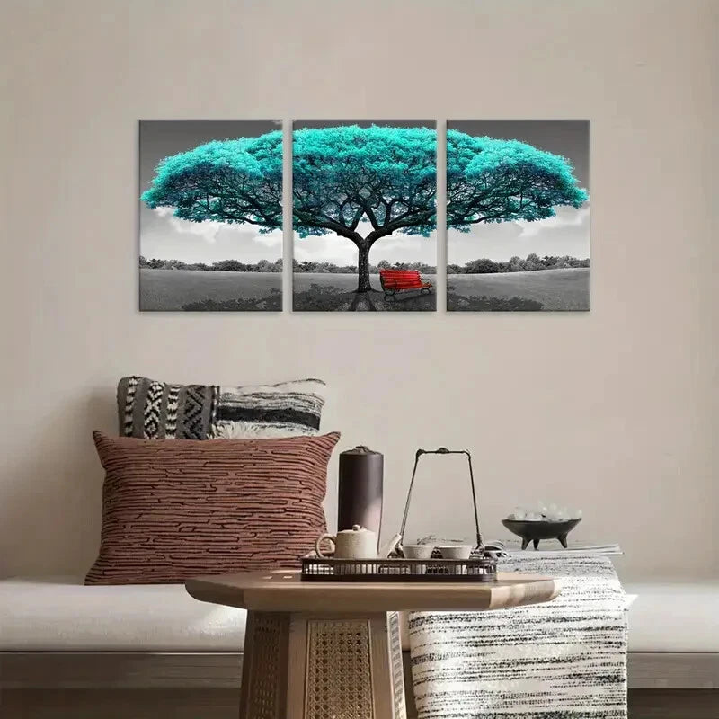 3pcs Blue Tree Fantasy Artwork Metal Print Ready to Hang Art - Bella Home Decor