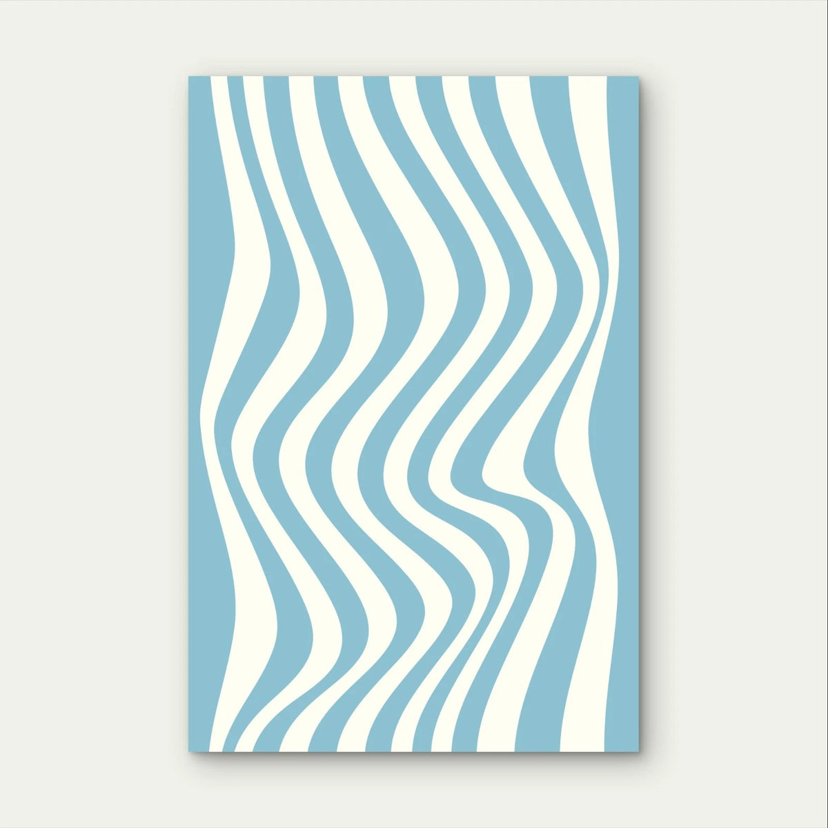 Retro Blue and White Wavy Vertical Stripes 40x60cm Metal Print Ready to Hang