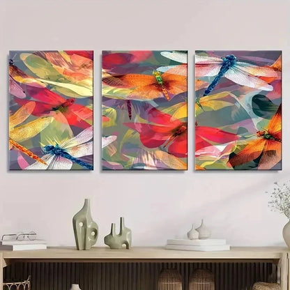 3pcs Butterflies And Dragonflies Abstract Wall Art Set Canvas Framed 40x60cm - High Quality Print 100% Australian Made Wall Canvas Ready to Hang - Bella Home Decor