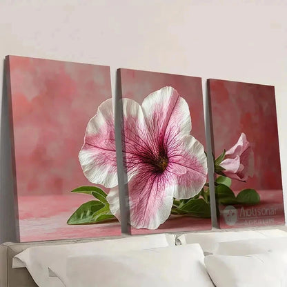3pcs Pink & White Floral Petunia Art Y  Wall Art Set Canvas Framed 50x70cm - High Quality Print 100% Australian Made Wall Canvas Ready to Hang